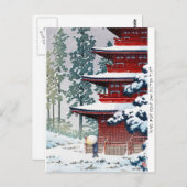 Cool oriental Hasui Kawase Winter-landkunst Briefkaart (Voorkant / Achterkant)