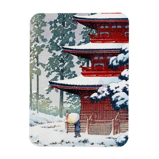 Cool oriental Hasui Kawase Winter-landkunst Magneet (Verticaal)