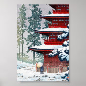 Cool oriental Hasui Kawase Winter scenery art Poster (Voorkant)