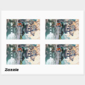 Cool oriental Hiroshi Yoshida Japanse shrine art Rechthoekige Sticker (Vel)