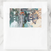 Cool oriental Hiroshi Yoshida Japanse shrine art Rechthoekige Sticker (Tas)