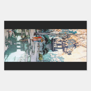 Cool oriental Hiroshi Yoshida Japanse shrine art Rechthoekige Sticker