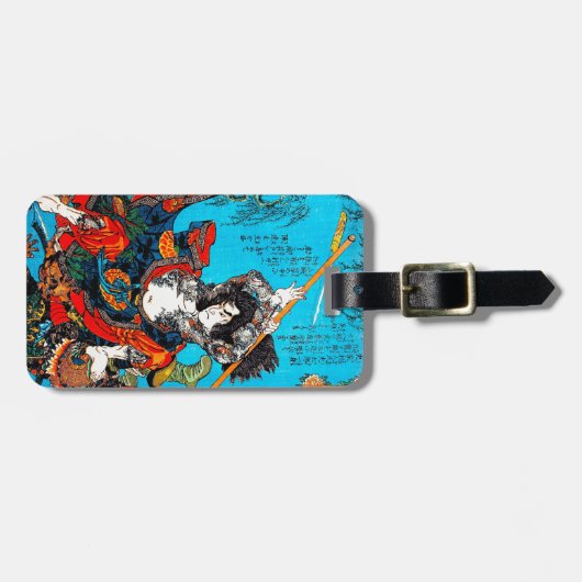 Cool oriental japanese Ancient Samurai Warrior Jo Bagagelabel (Voorkant horizontaal)