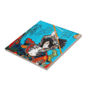 Cool oriental japanese Ancient Samurai Warrior Jo Tegeltje (Zijkant)