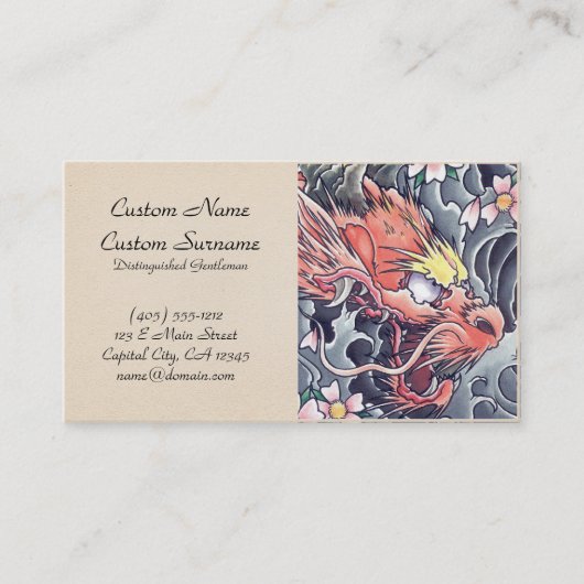 Cool oriental japanese draak god tattoo visitekaartje (Voorkant)