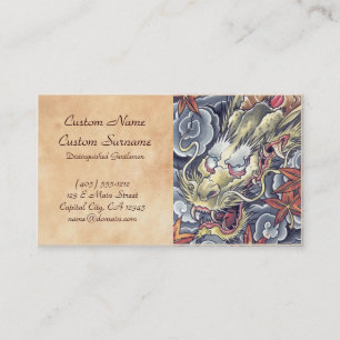 Cool oriental japanese draak god tattoo visitekaartje