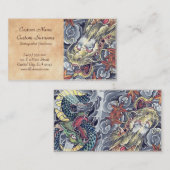 Cool oriental japanese draak god tattoo visitekaartje (Voorkant / Achterkant)