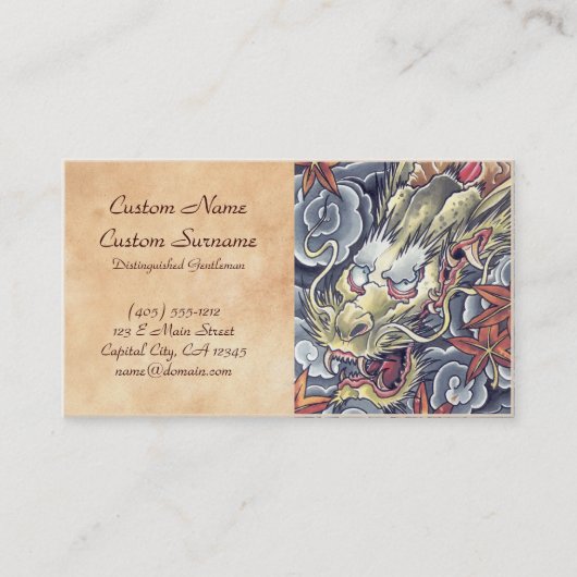 Cool oriental japanese draak god tattoo visitekaartje (Voorkant)