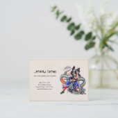 Cool oriental japanese draak samurai vecht tattoo visitekaartje (Staand voorkant)