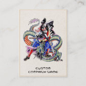Cool oriental japanese draak samurai vecht tattoo visitekaartje (Achterkant)