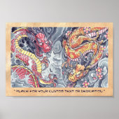Cool oriental japanese draak tattoo storm poster (Voorkant)