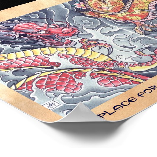 Cool oriental japanese draak tattoo storm poster (Hoek)