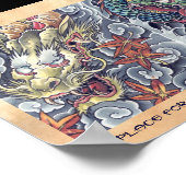 Cool oriental japanese draak tattoo storm poster (Hoek)