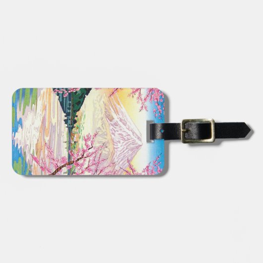 Cool oriental japanese Fuji spring cherry tree art Bagagelabel (Voorkant horizontaal)