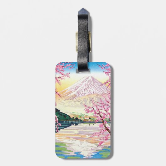 Cool oriental japanese Fuji spring cherry tree art Bagagelabel (Achterkant verticaal)