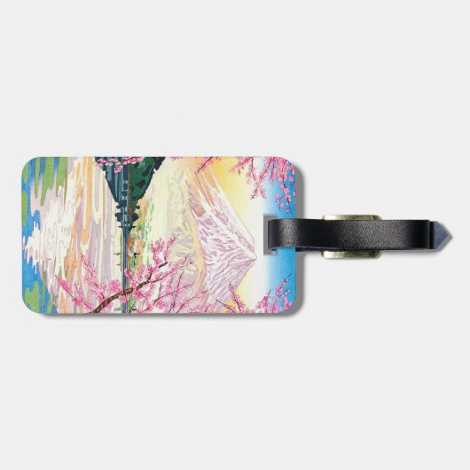 Cool oriental japanese Fuji spring cherry tree art Bagagelabel (Achterkant horizontaal)