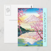 Cool oriental japanese Fuji spring cherry tree art Briefkaart (Voorkant / Achterkant)