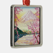 Cool oriental japanese Fuji spring cherry tree art Metalen Ornament (Rechts)