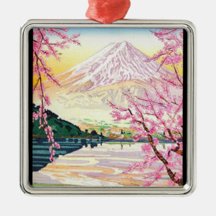 Cool oriental japanese Fuji spring cherry tree art Metalen Ornament