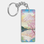 Cool oriental japanese Fuji spring cherry tree art Sleutelhanger (Voorkant Links)