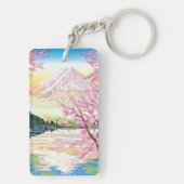 Cool oriental japanese Fuji spring cherry tree art Sleutelhanger (achterkant)