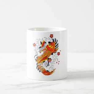 Cool Oriental Japanese Gold Lucky Koi Carp Koffiemok