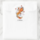 Cool Oriental Japanese Gold Lucky Koi Carp Ronde Sticker (Tas)