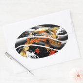 Cool oriental japanese Gold Lucky Koi Fish tattoo Ovale Sticker (Envelop)