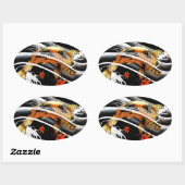 Cool oriental japanese Gold Lucky Koi Fish tattoo Ovale Sticker (Vel)