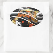 Cool oriental japanese Gold Lucky Koi Fish tattoo Ovale Sticker (Tas)