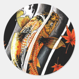 Cool oriental japanese Gold Lucky Koi Fish tattoo Ronde Sticker