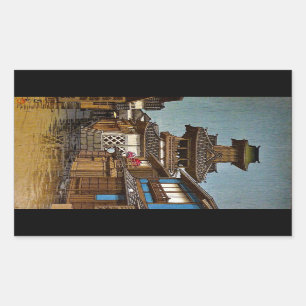 Cool oriental japanese Hasu Kawase regendorp Rechthoekige Sticker