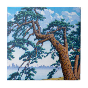 Cool oriental japanese Hasui Kawase tree art Tegeltje