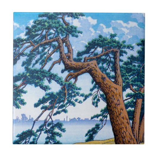 Cool oriental japanese Hasui Kawase tree art Tegeltje (Voorkant)