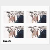 Cool oriental japanese Hasui Kawase winter Rechthoekige Sticker (Vel)