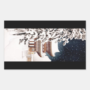 Cool oriental japanese Hasui Kawase winter Rechthoekige Sticker