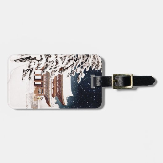 Cool oriental japanese Hasui Kawase winter scenery Bagagelabel (Voorkant horizontaal)