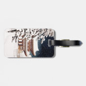 Cool oriental japanese Hasui Kawase winter scenery Bagagelabel (Achterkant horizontaal)