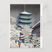 Cool oriental japanese Hasui Kawase winter scenery Briefkaart (Voorkant)