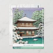 Cool oriental japanese Hasui Kawase winterscène Briefkaart (Voorkant / Achterkant)
