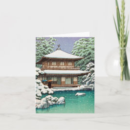 Cool oriental japanese Hasui Kawase winterscène Feestdagen Kaart