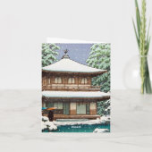Cool oriental japanese Hasui Kawase winterscène Feestdagen Kaart (Achterkant)