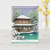 Cool oriental japanese Hasui Kawase winterscène Kaart (Gele Bloem)