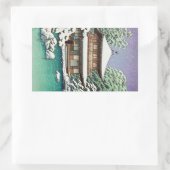 Cool oriental japanese Hasui Kawase winterscène Rechthoekige Sticker (Tas)