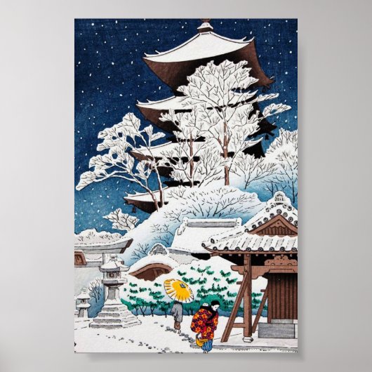 Cool oriental japanese hasui Kawase wintersneeuw Poster (Voorkant)