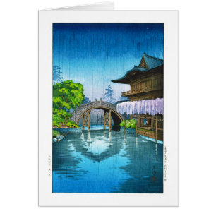 Cool oriental japanese Kameido Shrine Lake rain