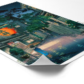 Cool oriental japanese Kasamatsu nachtelijke regen Poster (Hoek)