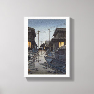 Cool oriental Japanese Kawase dorpslandschap Canvas Afdruk