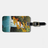 Cool oriental japanese Kawase Senju Waterfall art Bagagelabel (Voorkant horizontaal)