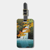 Cool oriental japanese Kawase Senju Waterfall art Bagagelabel (Voorkant verticaal)